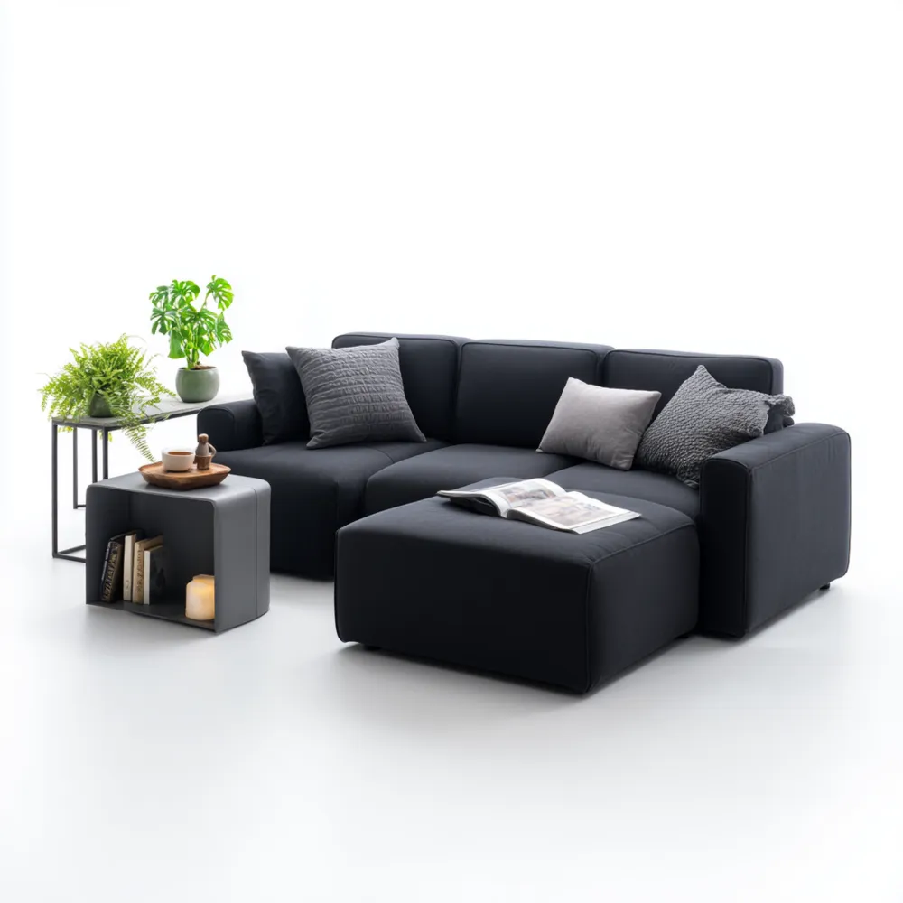 Ensemble de canapés Tissu 250x140x85 cm - Noir - Design moderne