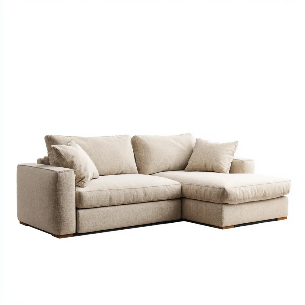 Canapé d'angle en tissu Beige 230x160x90 cm – Design moderne