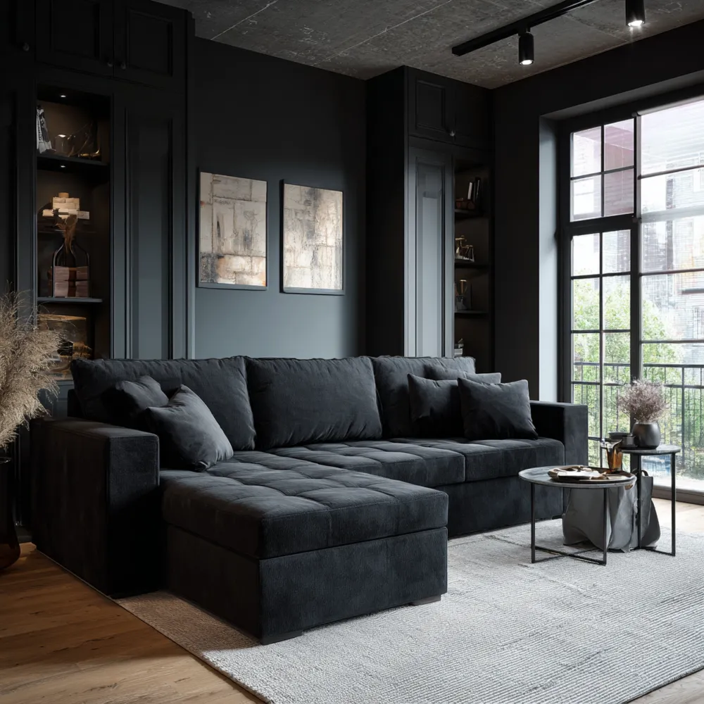 Ensemble de canapés Tissu doux 250x160x85 cm – Noir – Design contemporain