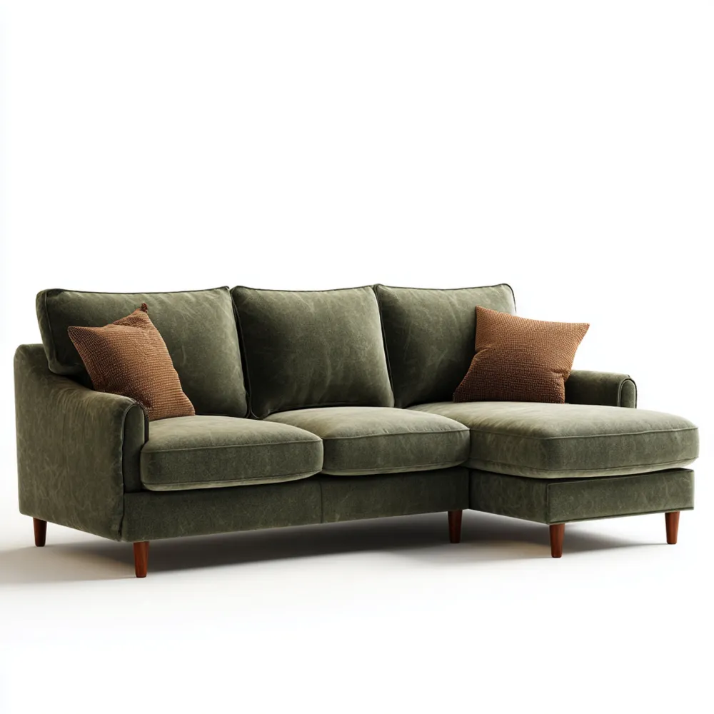 Canapé d'angle Tissu 220x150x85 cm – Vert – Design Contemporain