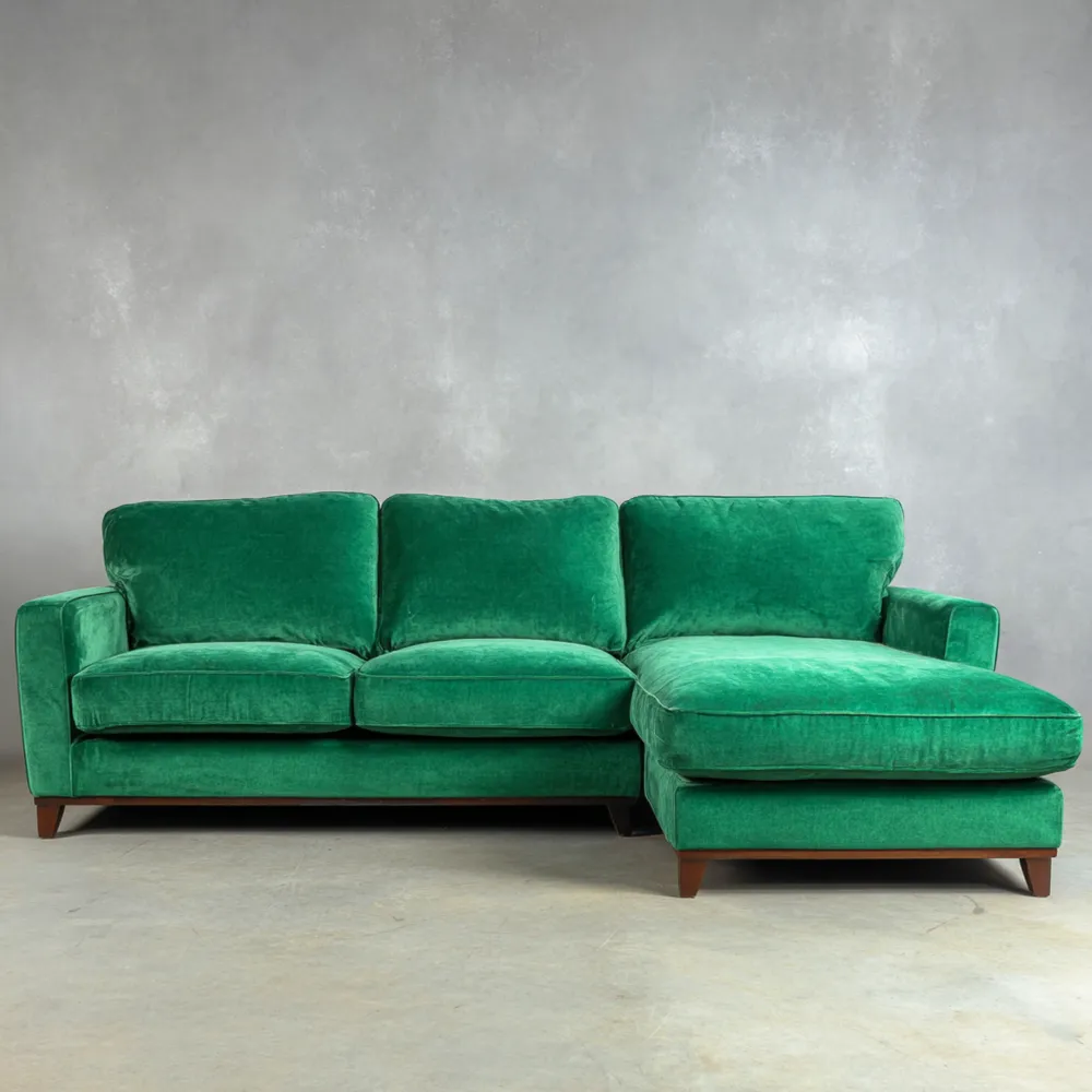 Canapé d'angle en velours 250x150x85 cm – Vert Émeraude – Design Contemporain