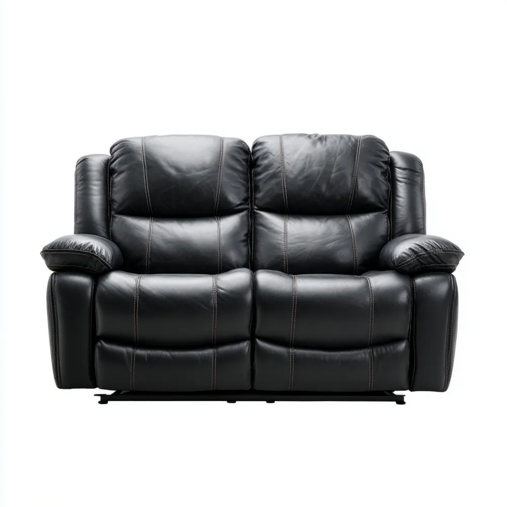 Canapé 2 places en cuir 150x90x100 cm - Noir - Design moderne