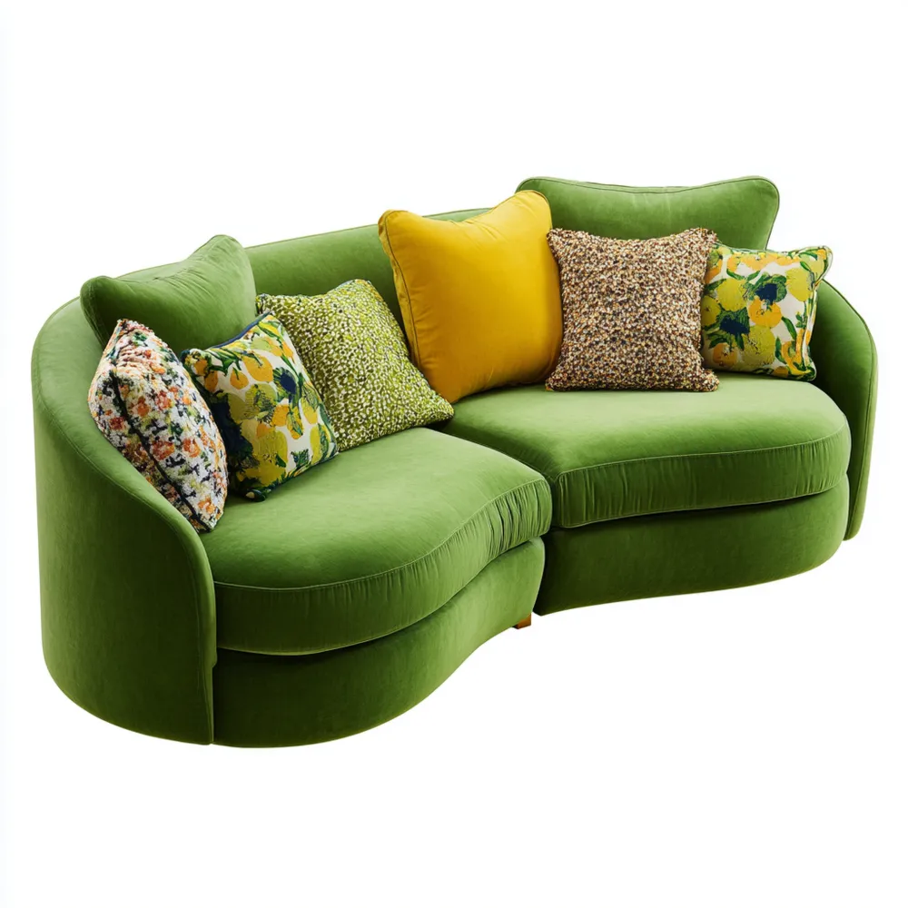 Canapé 2 places Velours Courbe 210x110x85 cm - Vert - Design Contemporain