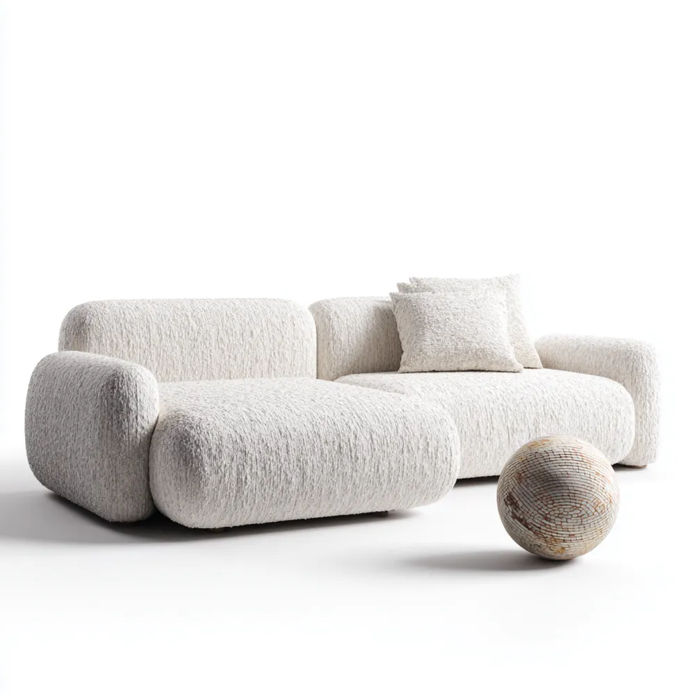 Canapé modulable en tissu 280x150x85 cm – Blanc – Design moderne