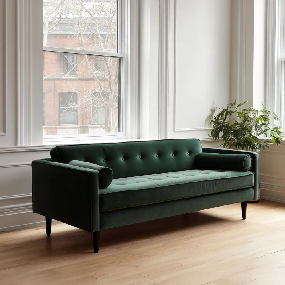 Canapé 2 places Velours 190x85x75 cm – Vert Profond – Design Moderne