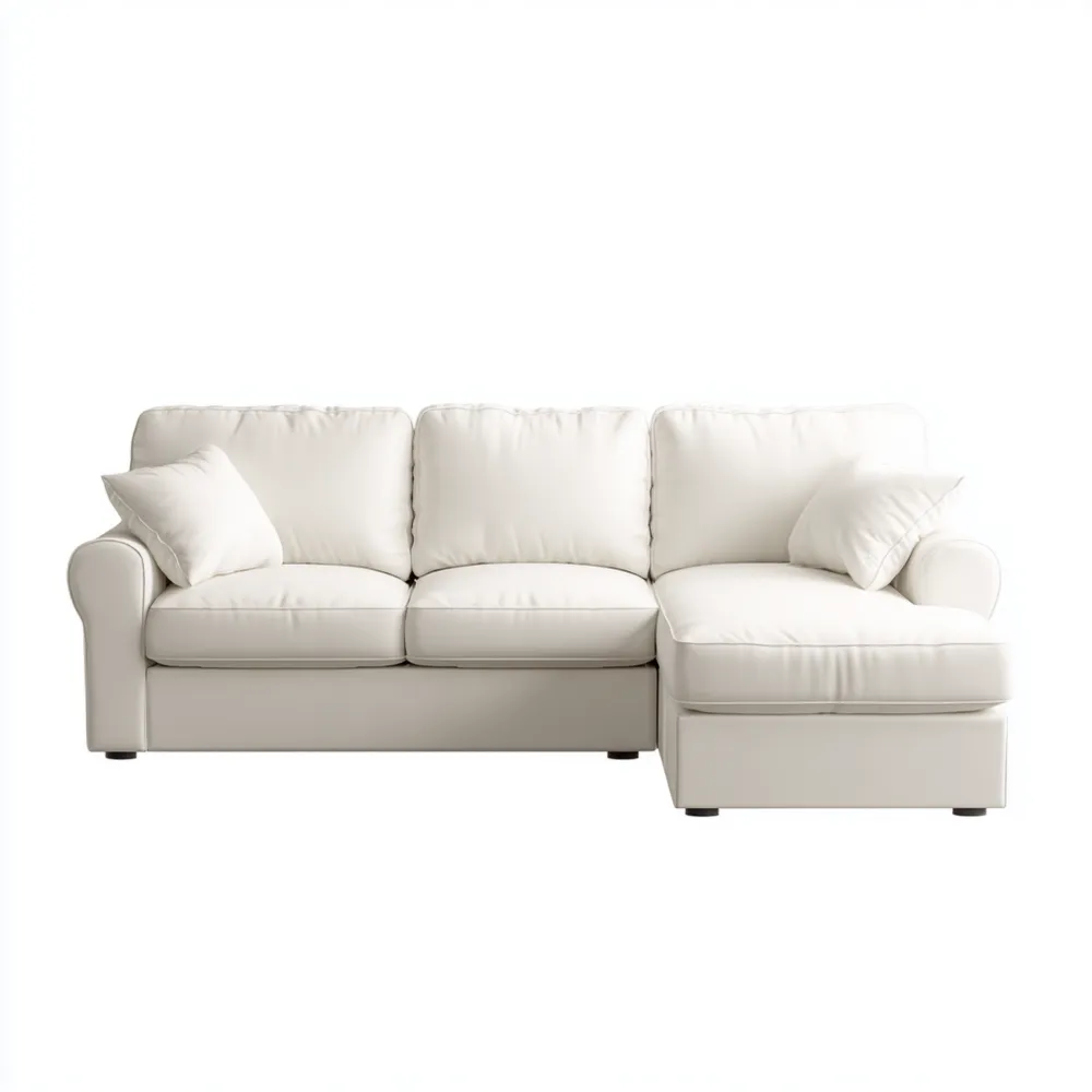 Canapé d'angle tissu 250x150x85 cm – Blanc – Design Contemporain