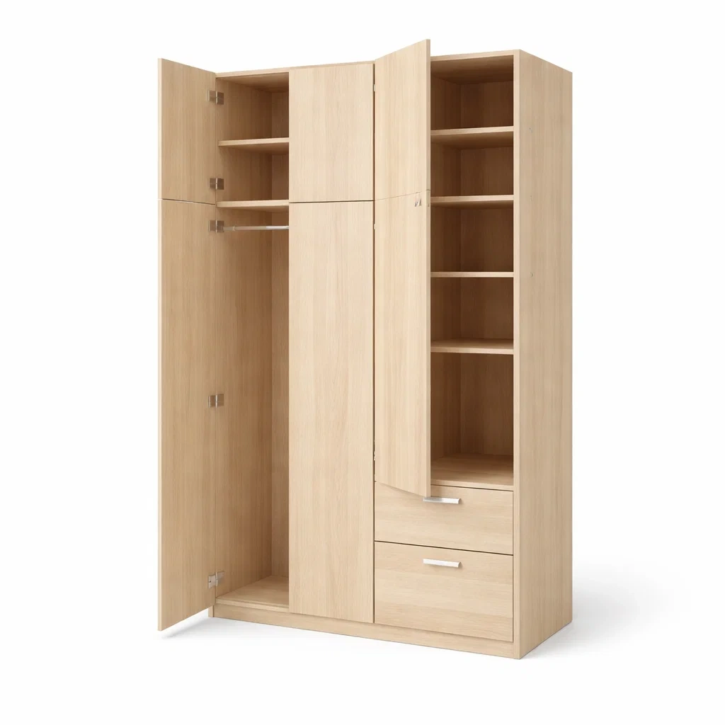 Armario de ropa madera clara tres puertas-woodcanton