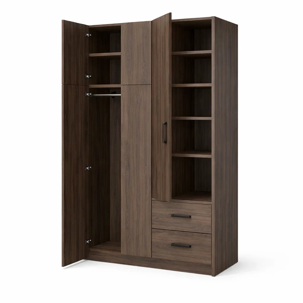 Armario de ropa madera oscura tres puertas-woodcanton