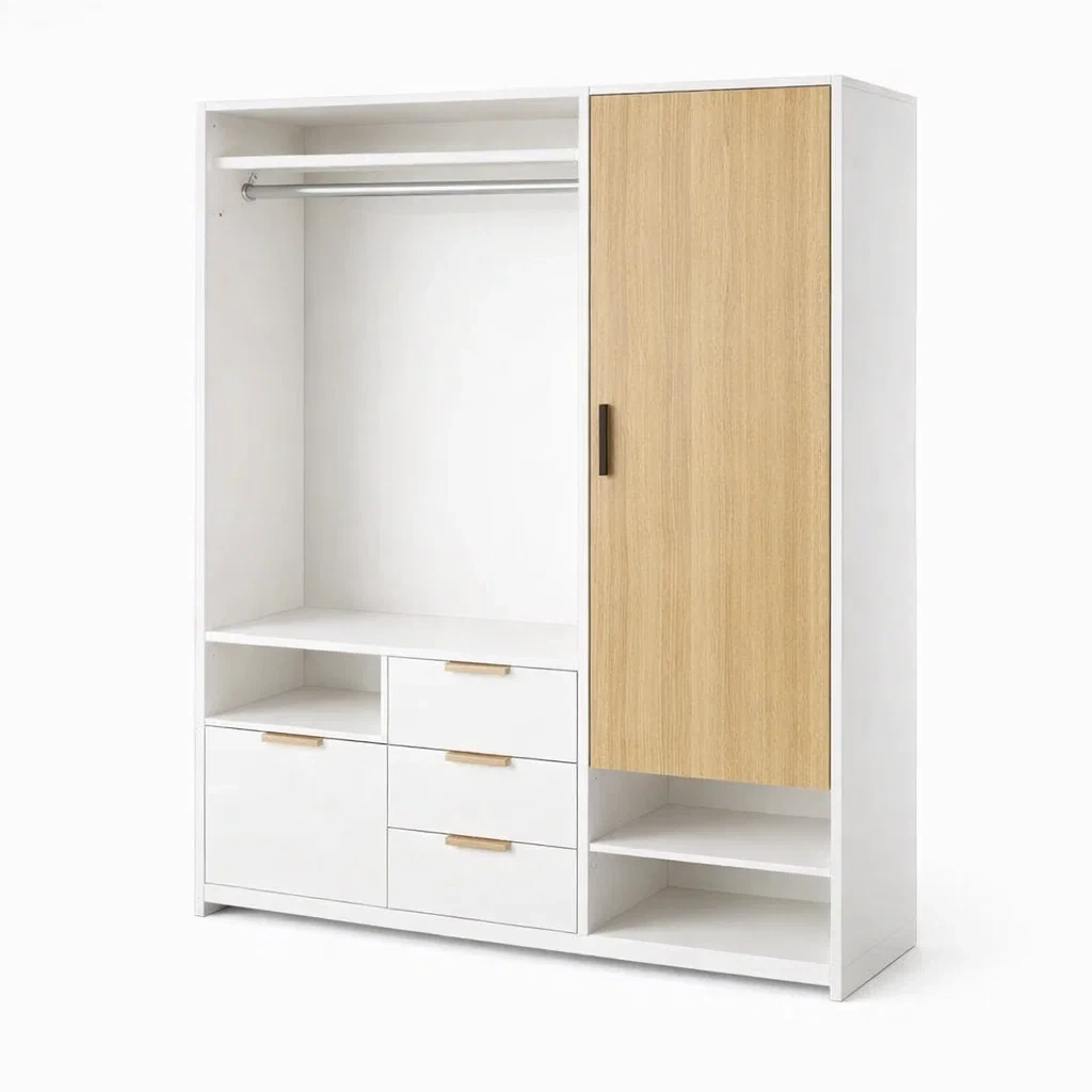 Armario de ropa blanco y madera dos puertas-woodcanton