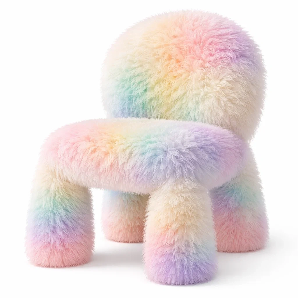 Silla tapizada pelo multicolor pastel-woodcanton