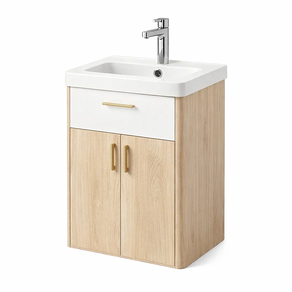 Mueble lavabo madera clara blanco-woodcanton