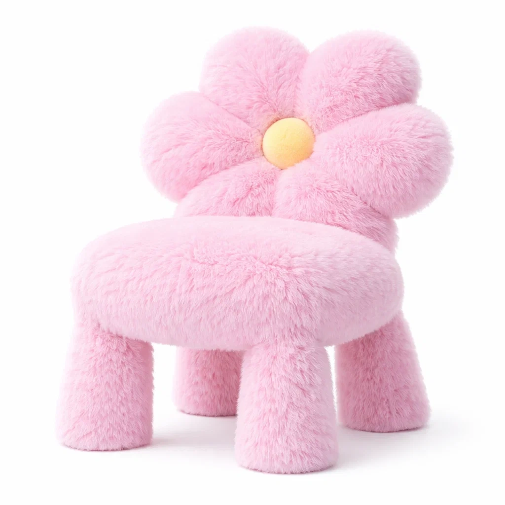 Silla tapizada pelo rosa flor-woodcanton