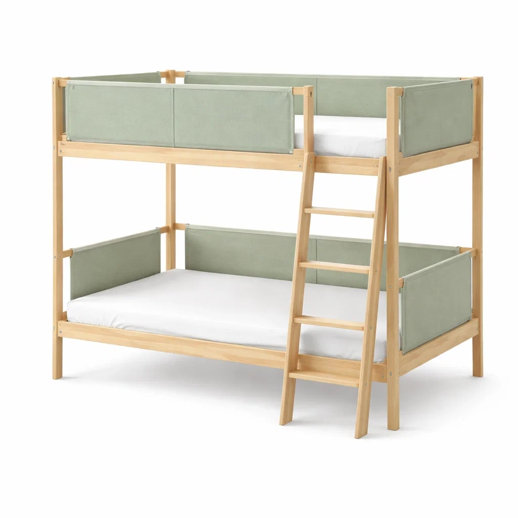 Cama litera madera natural verde suave-casaweld