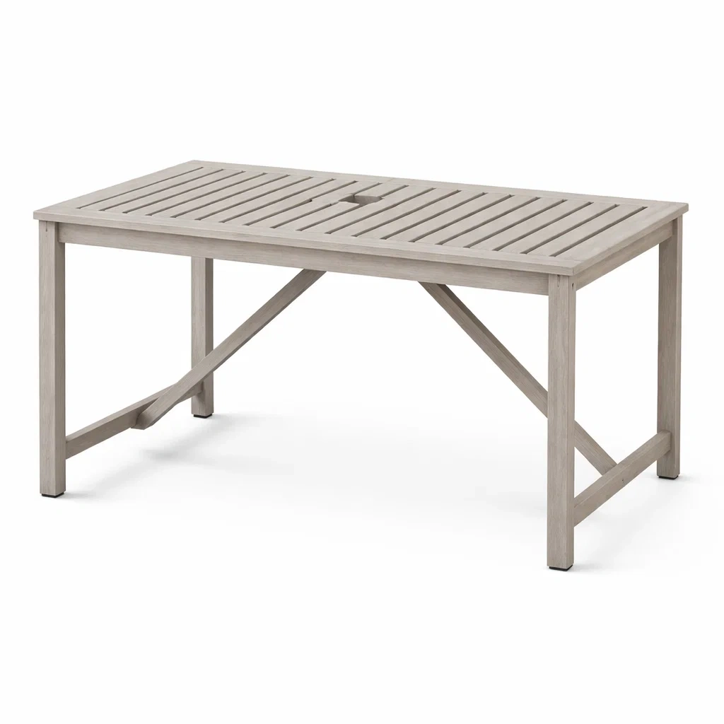 Mesa exterior madera clara rectangular-casaweld