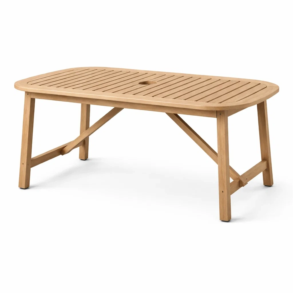 Mesa exterior madera natural ovalada-casaweld