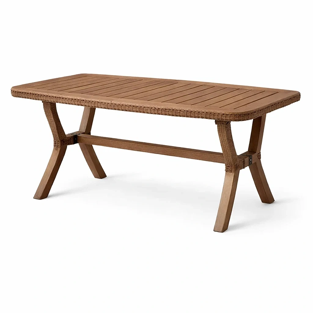 Mesa exterior madera oscura con fibra-casaweld