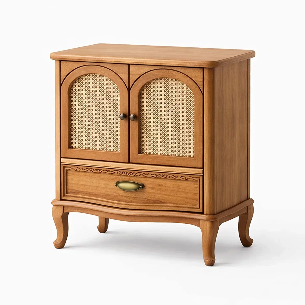 Mesita auxiliar madera natural con rejilla-casaweld