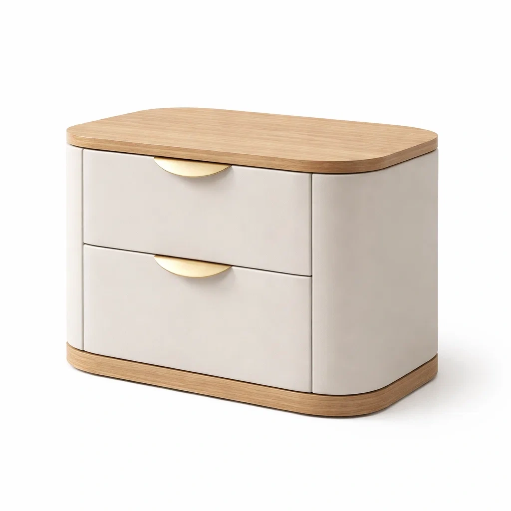 Mesita de noche bicolor de bordes curvos-casaweld