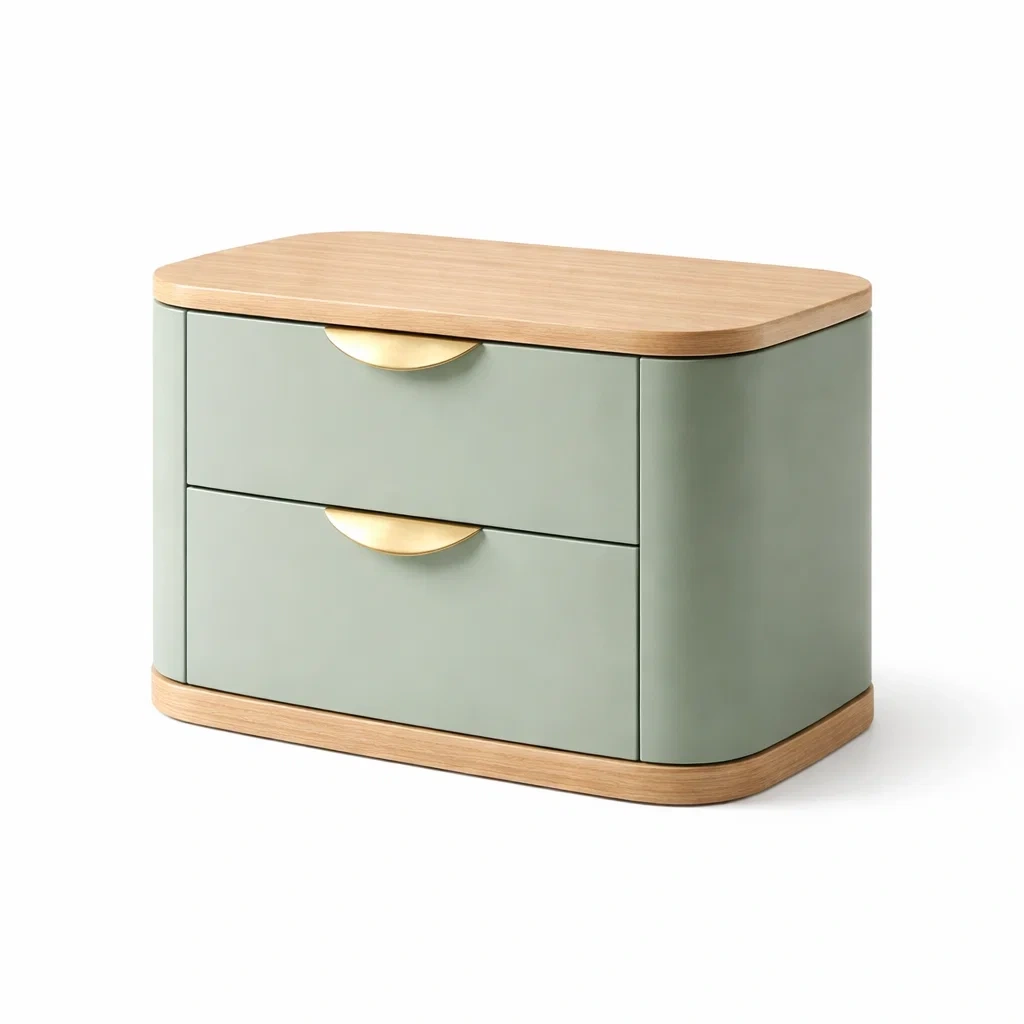 Mesita de noche verde claro y madera-casaweld