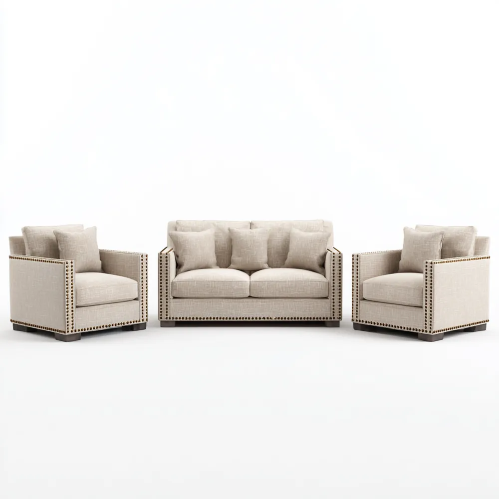 Ensemble de canapés Tissu 192x86x75 cm – Beige – Design contemporain