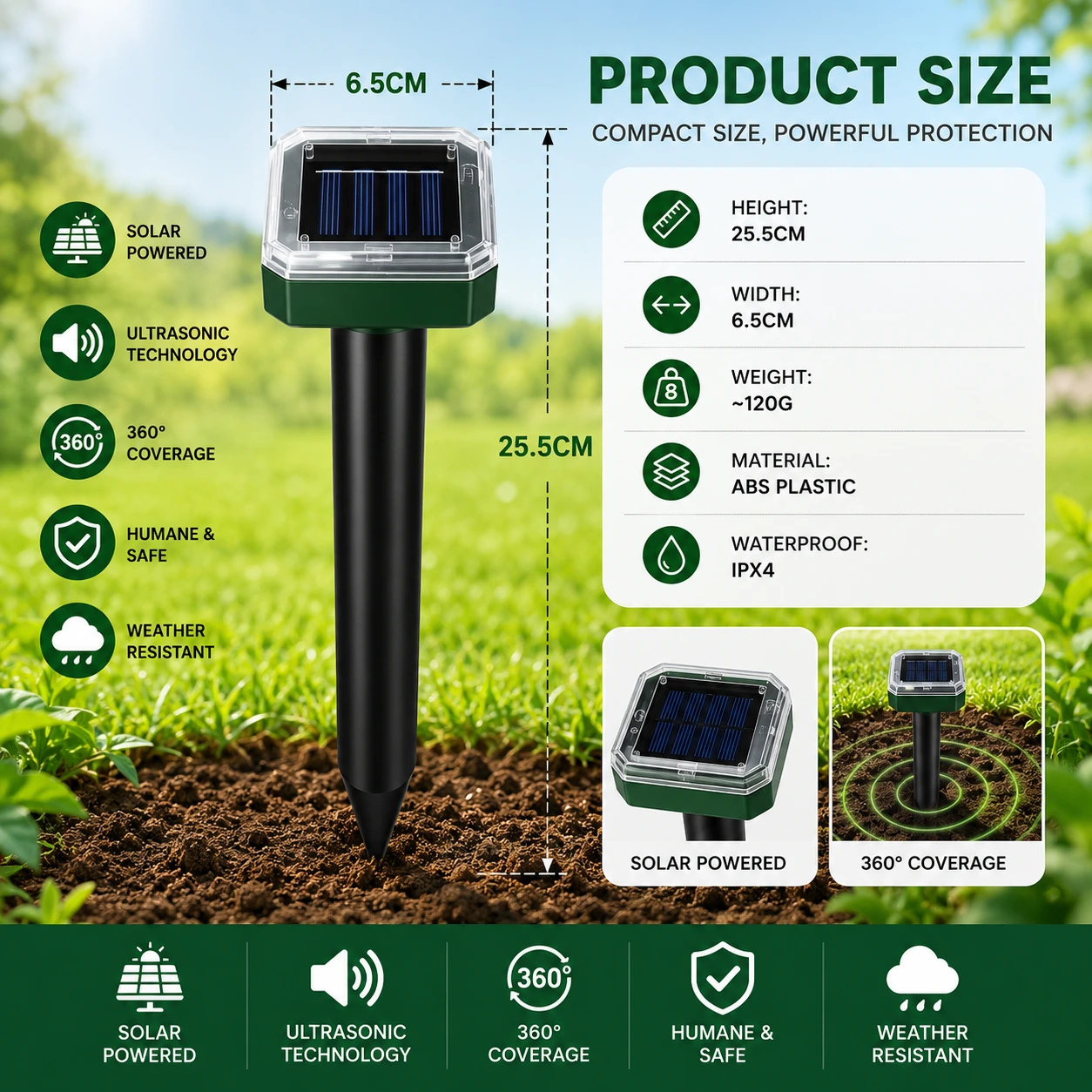 Noxrixa - 🌸Spring Sale 50% OFF☘️Solar Powered Waterproof Screw Mole Repellent