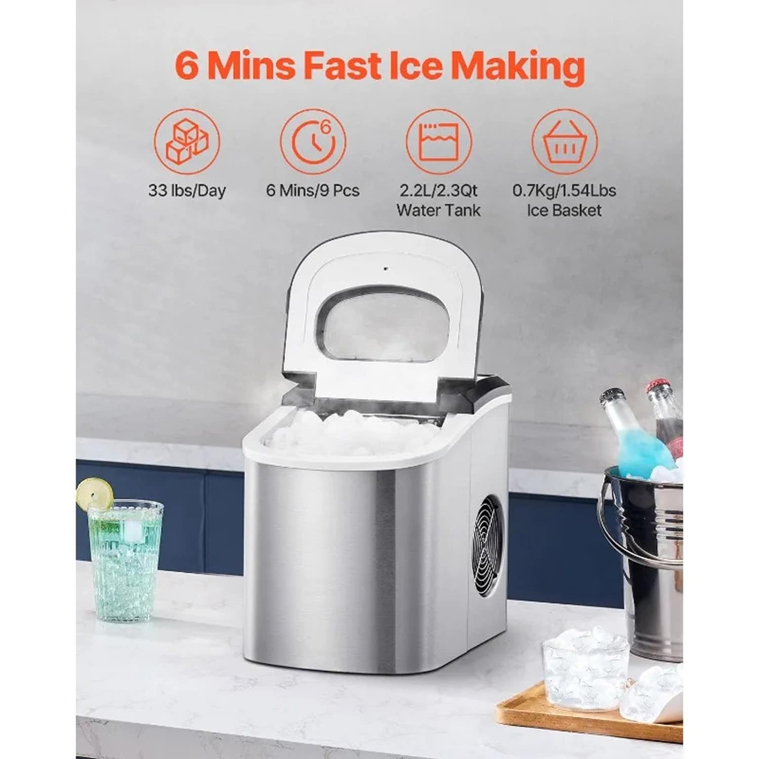 Effortlessly Portable Countertop Ice Maker