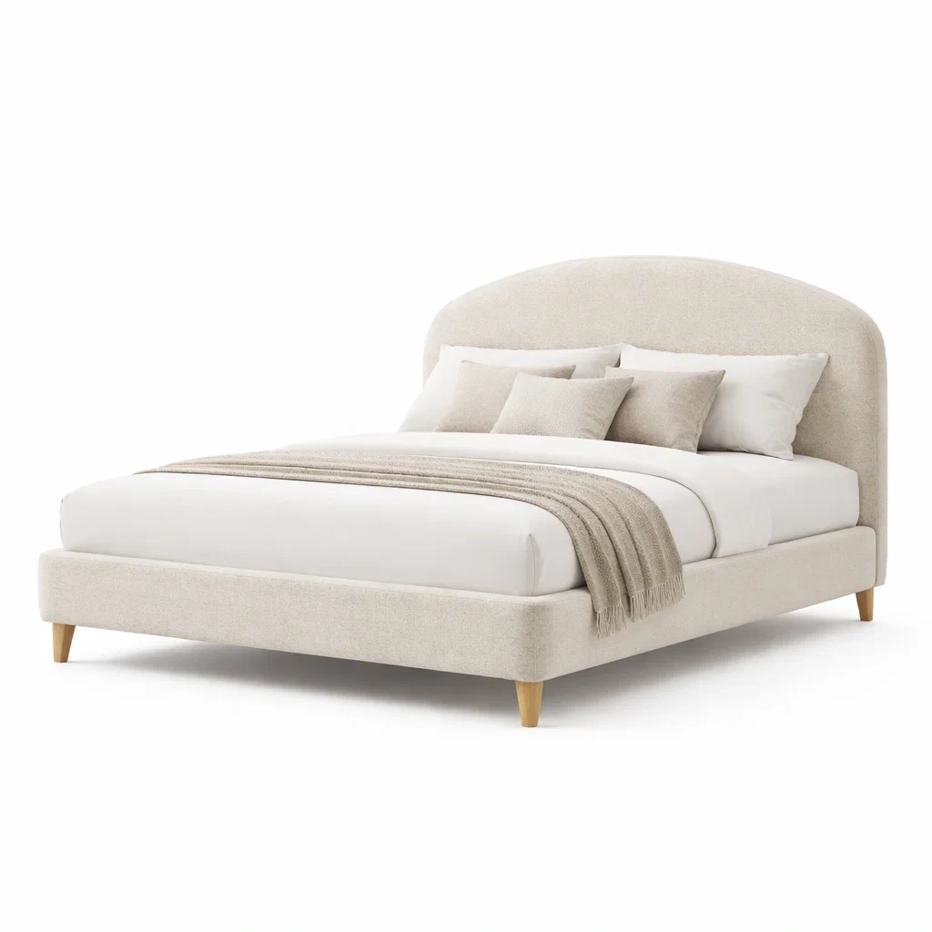 Cama tapizada con cabecero curvo-timberora