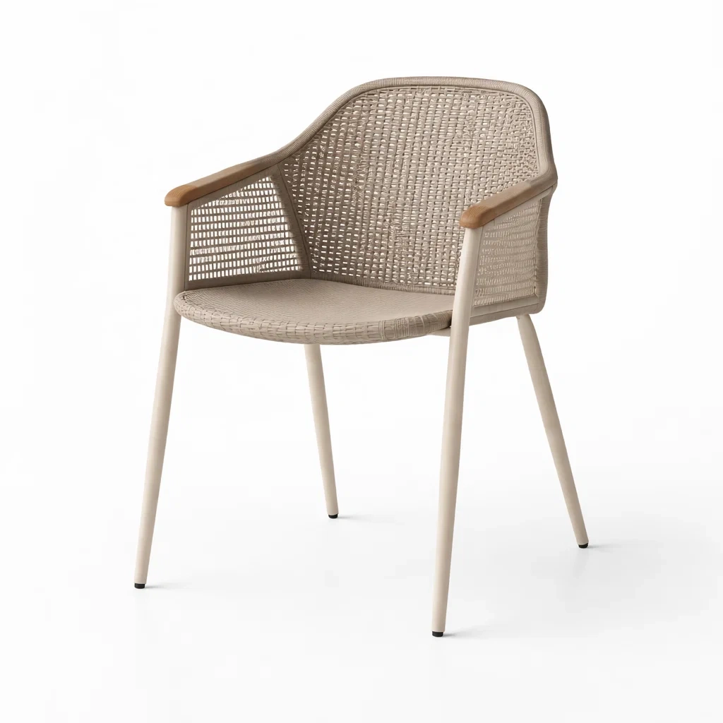 Silla de comedor tejida con brazos-timberora