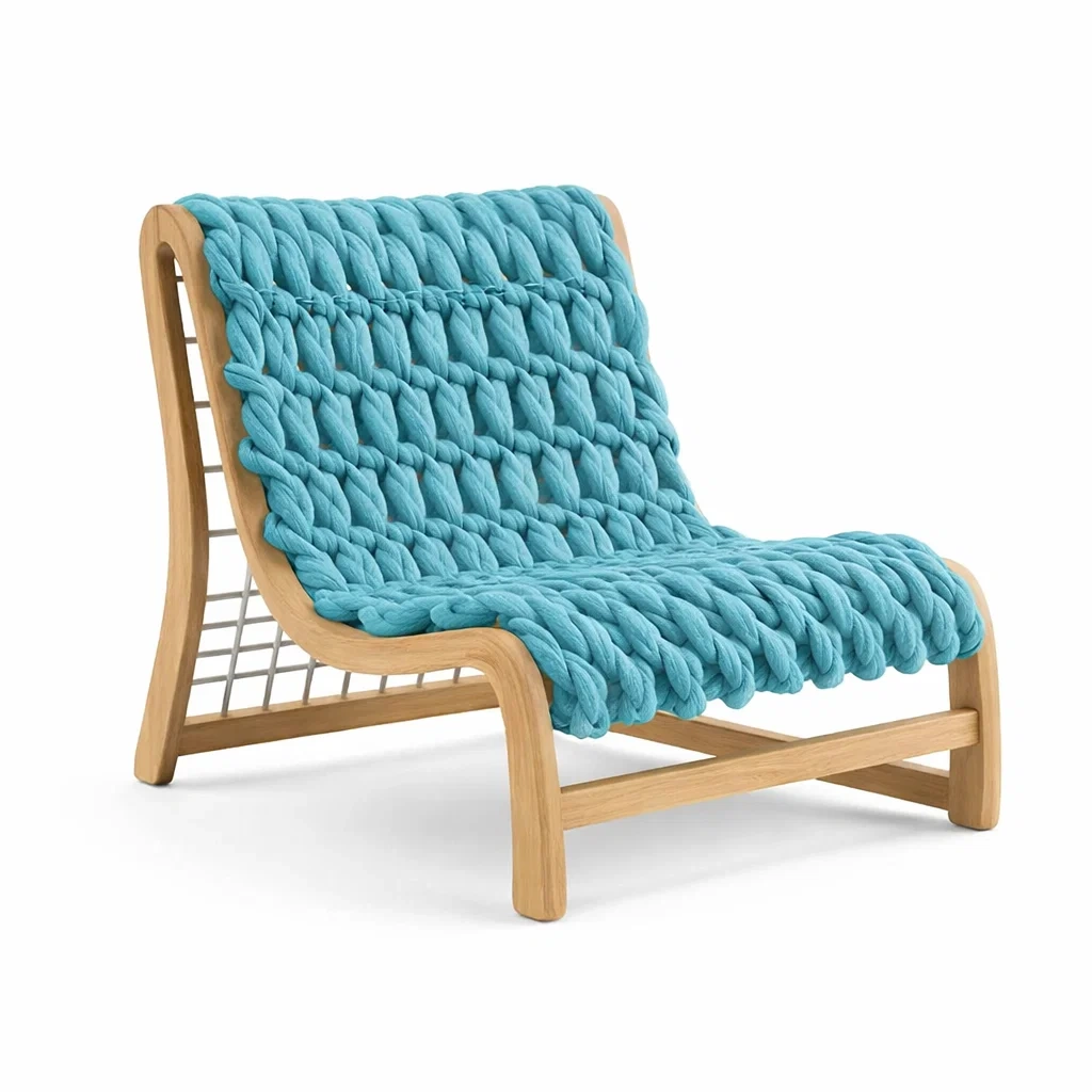 Tumbona trenzada de exterior beige-timberora