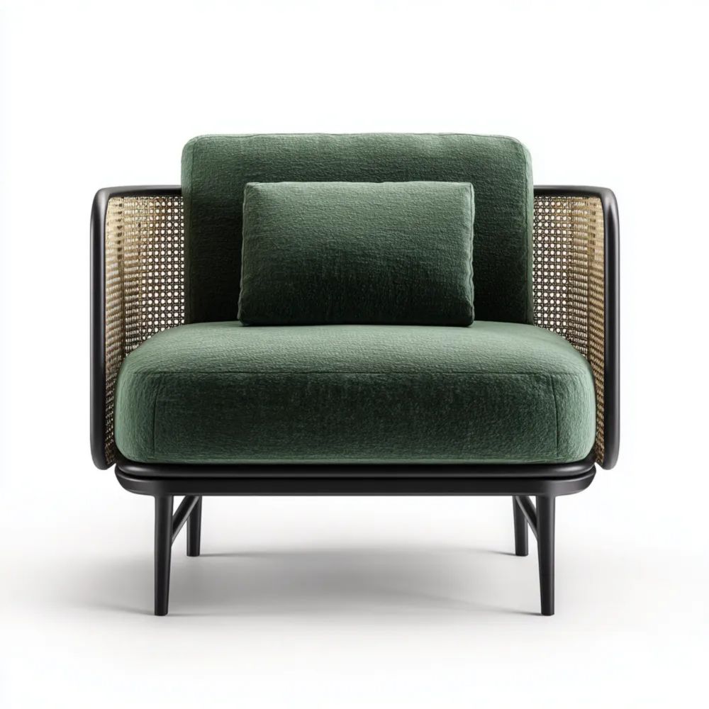 Fauteuil tissu velours 75x80x85 cm – Vert Foncé – Design Moderne