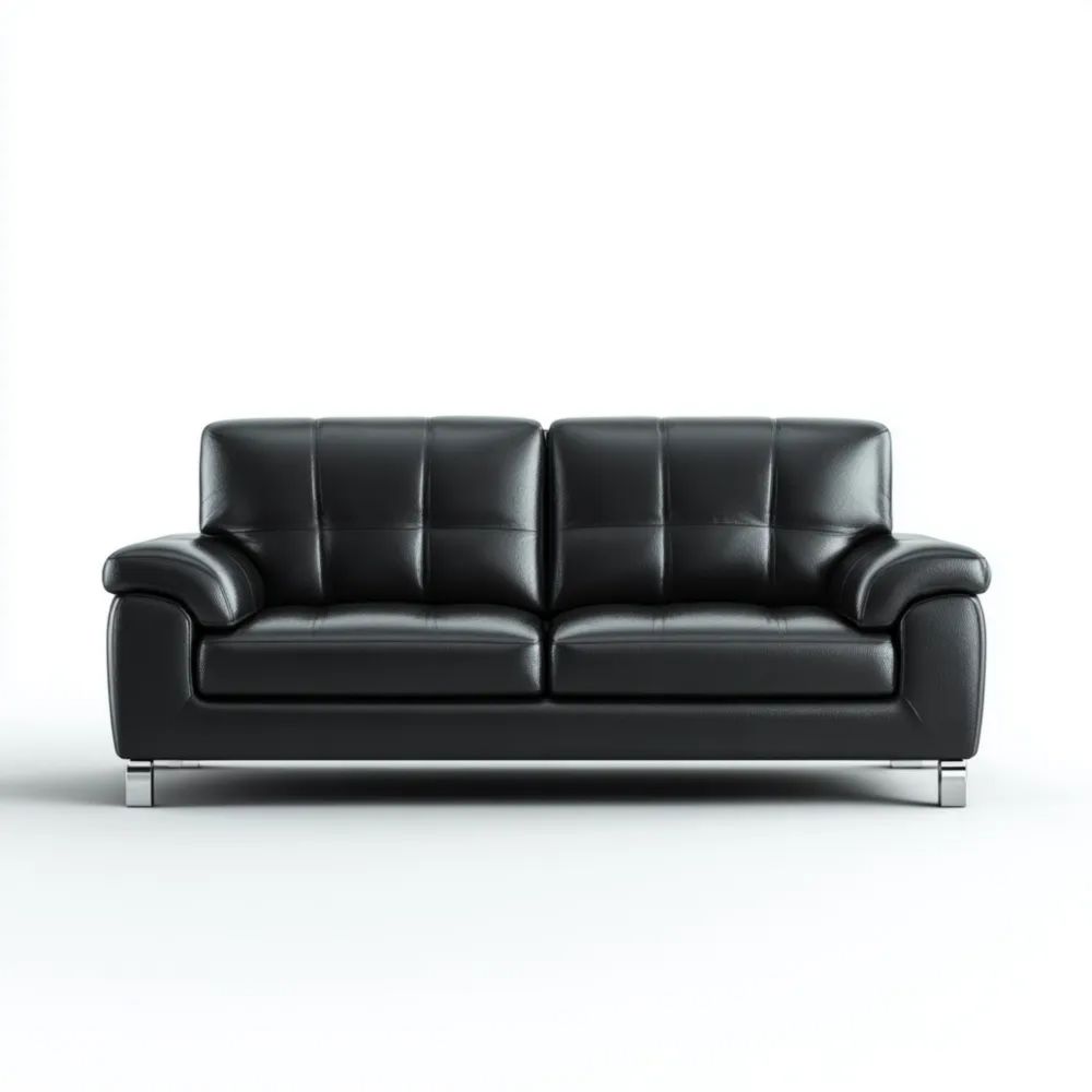 Canapé Deux Places en Cuir 180x90x85 cm - Noir - Design Contemporain