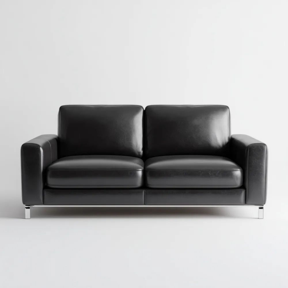 Canapé deux places en Cuir 140x85x70 cm - Noir - Moderne