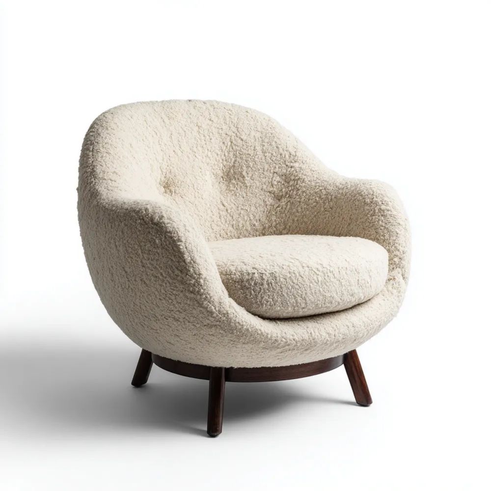 Fauteuil en Tissu Bouclé 75x85x80 cm – Beige – Design Contemporain