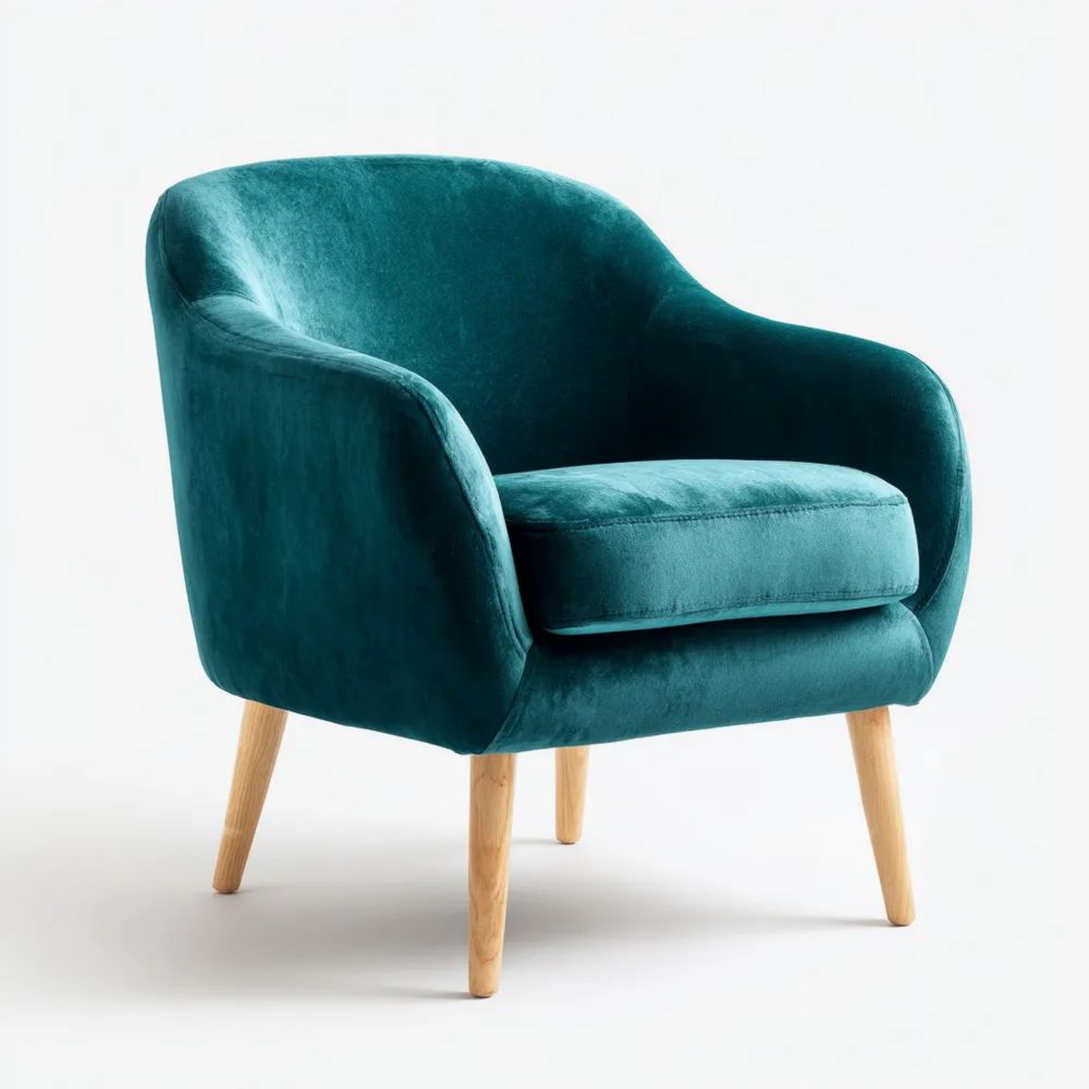 Fauteuil en velours 70x75x80 cm - Vert Émeraude - Design contemporain