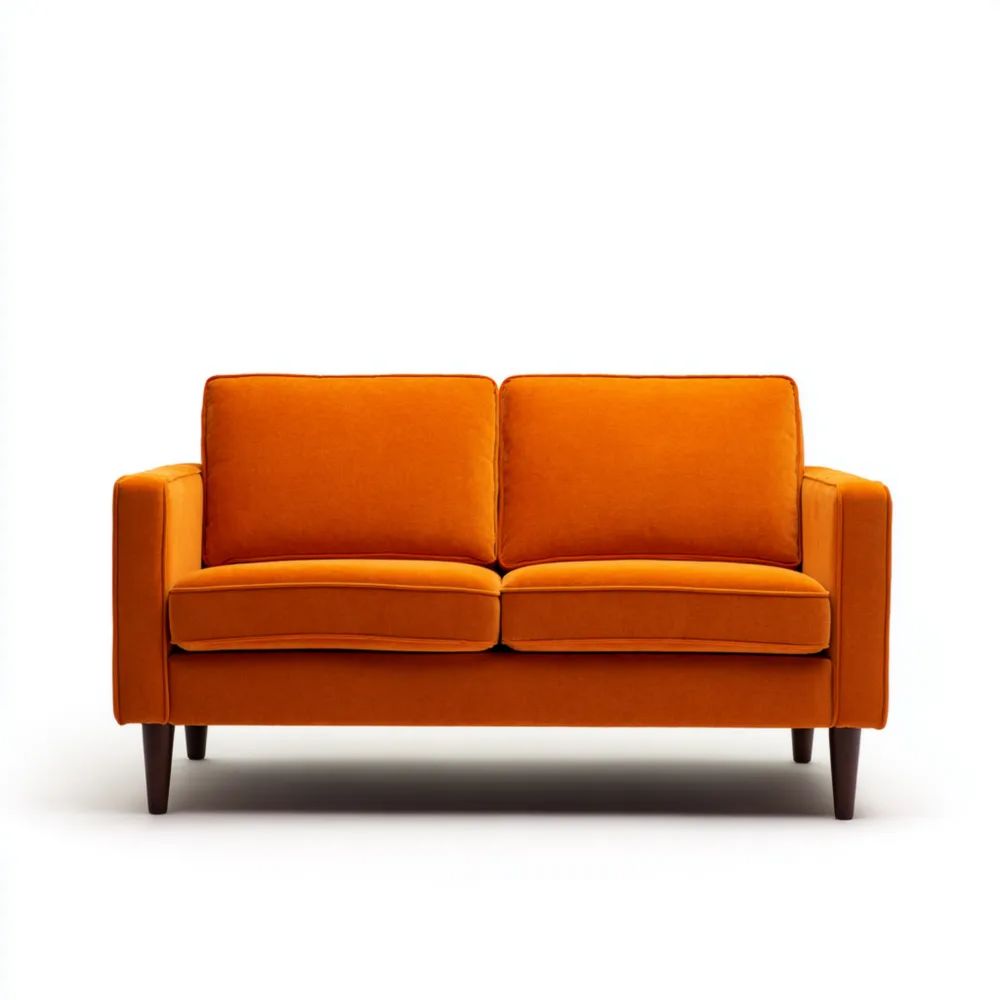 Canapé deux places Velours 150x85x80 cm – Orange – Design Contemporain