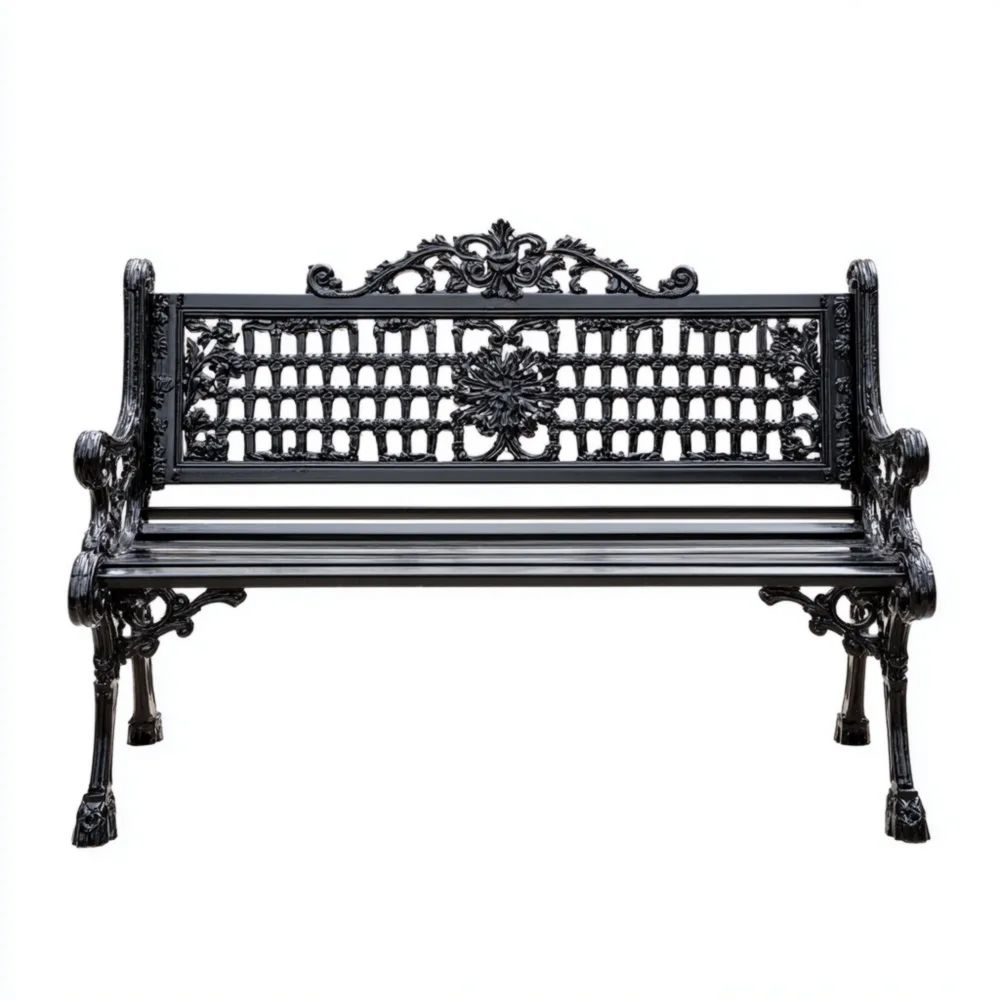 Banc de jardin en fonte 120x55x75 cm - Noir - Design classique