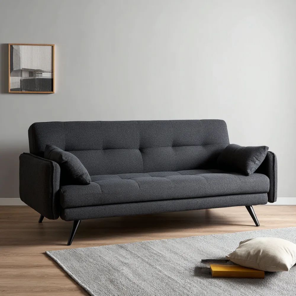 Canapé deux places tissu 200x90x85 cm – Gris Foncé – Design moderne