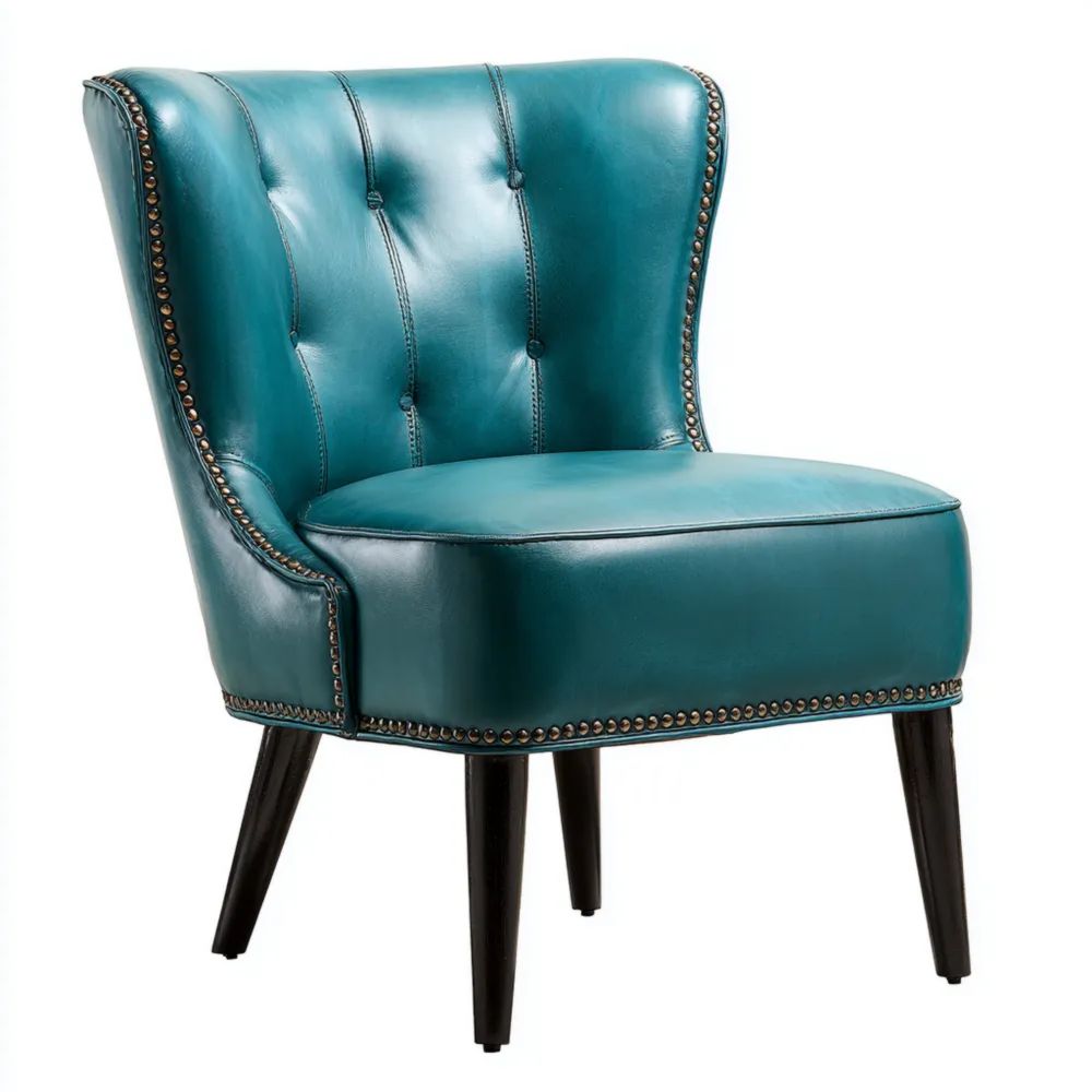Fauteuil en cuir synthétique 70x75x85 cm - Bleu - Design classique