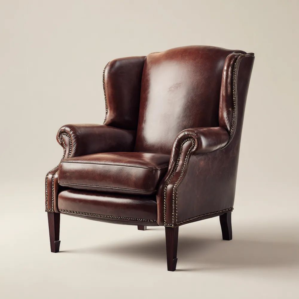 Fauteuil en cuir classique - 85x100x90 cm - Marron - Design traditionnel