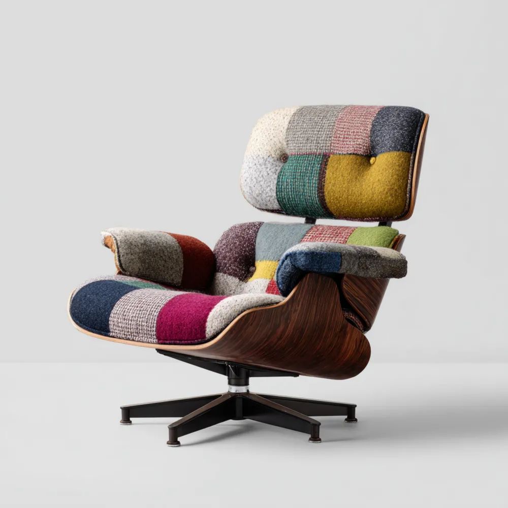 Fauteuil lounge 85x78x82 cm patchwork en tissu Multicolore – Design contemporain