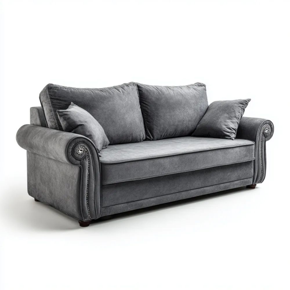 Canapé deux places Tissu 190x95x85 cm – Gris – Design Classique