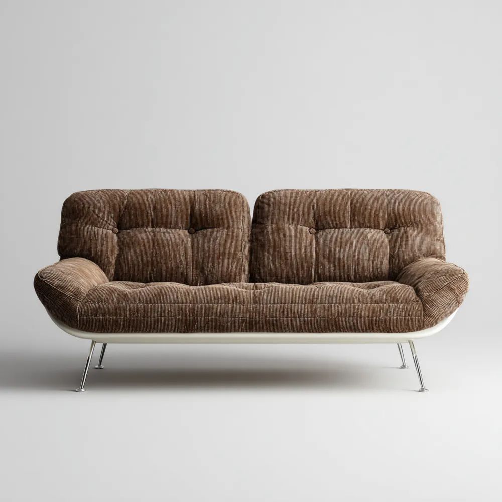 Canapé deux places en velours côtelé 180x90x85 cm - Marron - Style moderne minimaliste