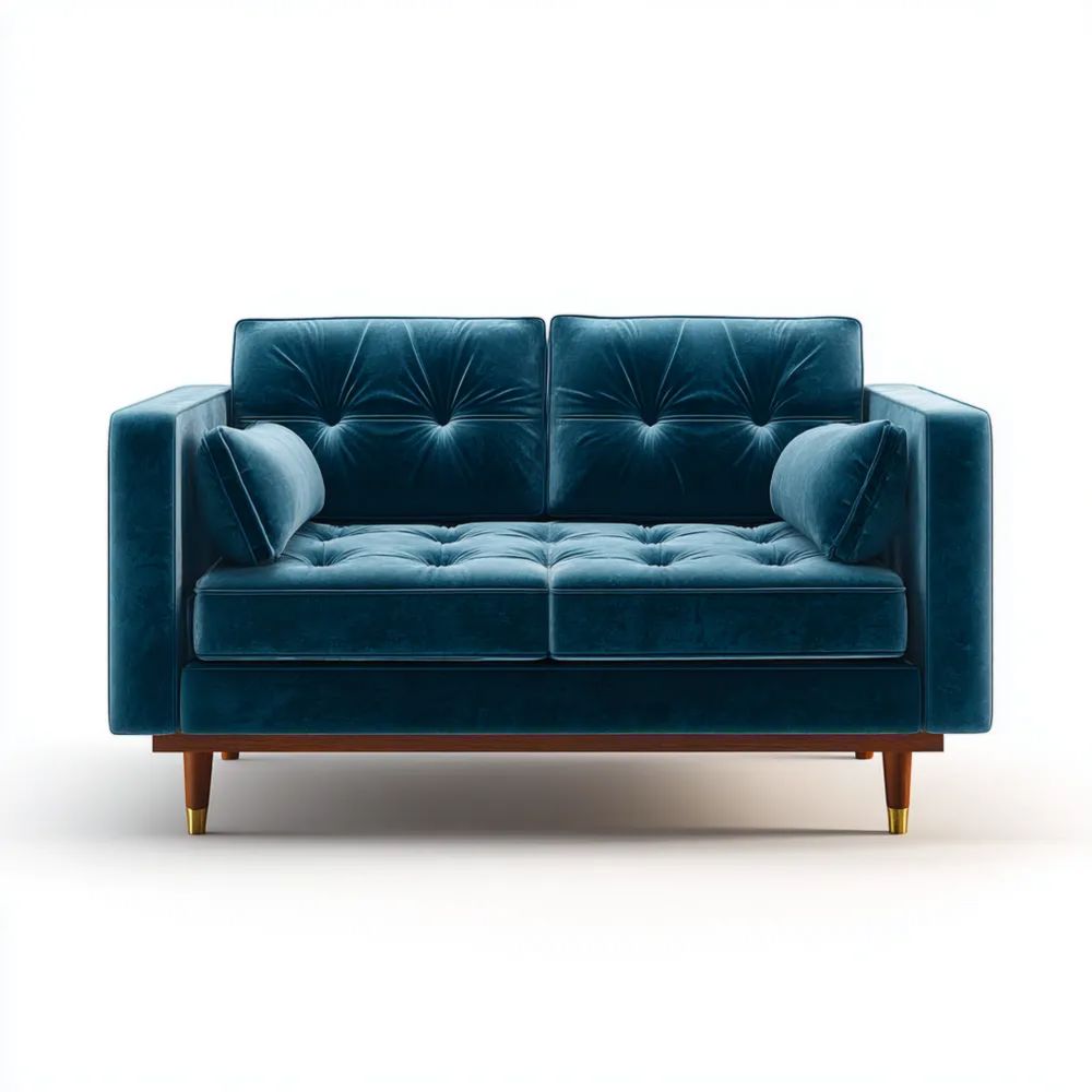 Canapé 2 places en Velours 150x85x90 cm - Bleu - Design Contemporain