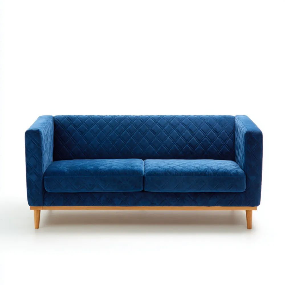 Canapé deux places en Velours 145x80x85 cm - Bleu - Design moderne