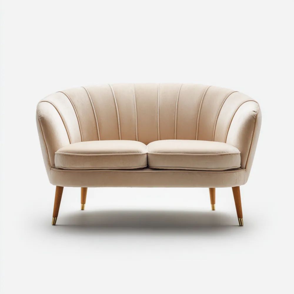 Canapé 2 places Velours Beige Moderne 150x80x85 cm