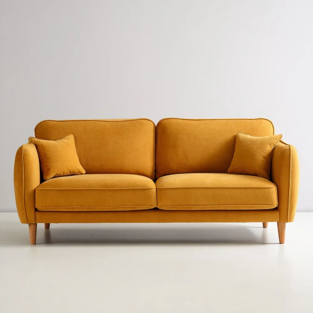 Canapé deux places 150x85x90 cm - Jaune moutarde - Design Contemporain