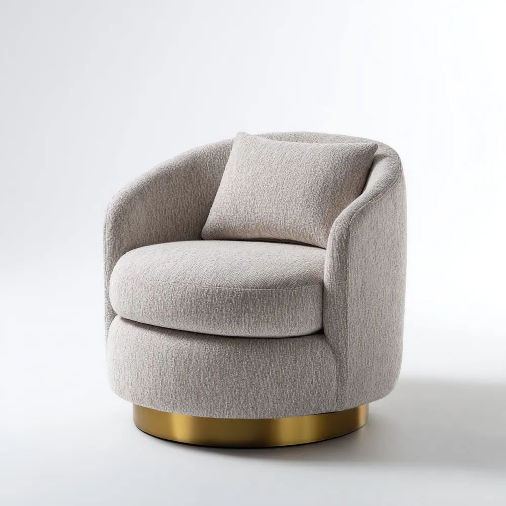 Fauteuil Tissu Rond 80x80x75 cm - Beige - Design Contemporain