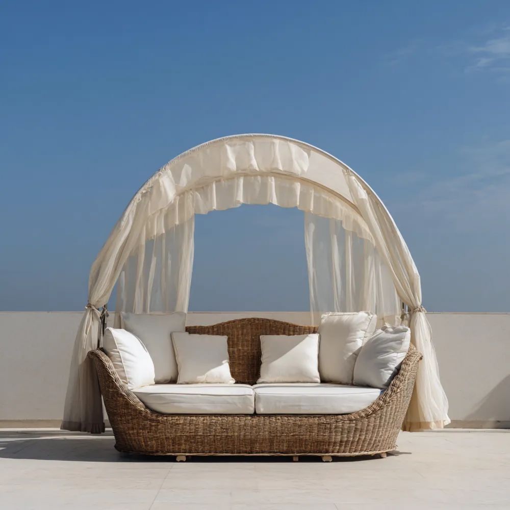 Canapé de jardin en rotin 200x180x145 cm - Beige - Design contemporain