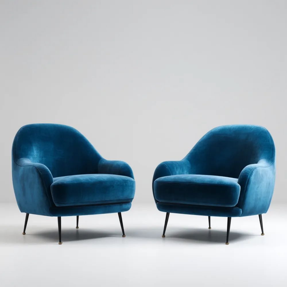 Fauteuils en Velours Bleu 75x80x85 cm – Design Moderne