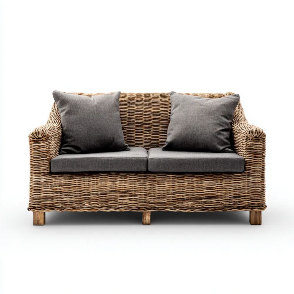 Canapé en rotin de jardin 140x80x85 cm – Gris